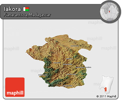Satellite Panoramic Map of Iakora, single color outside
