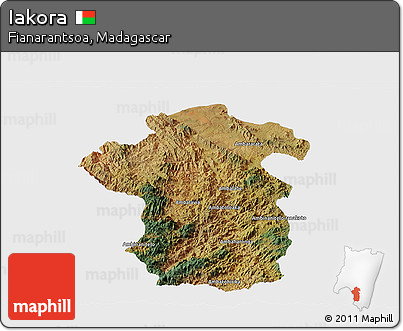 Satellite Panoramic Map of Iakora, single color outside