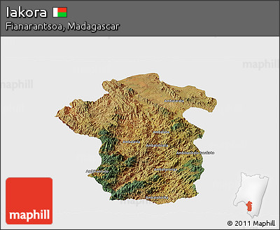 Satellite Panoramic Map of Iakora, single color outside