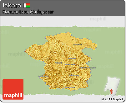 Savanna Style Panoramic Map of Iakora, single color outside
