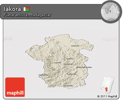 Shaded Relief Panoramic Map of Iakora, cropped outside