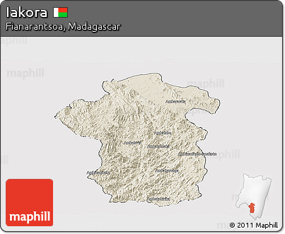 Shaded Relief Panoramic Map of Iakora, cropped outside