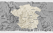Shaded Relief Panoramic Map of Iakora, darken, desaturated