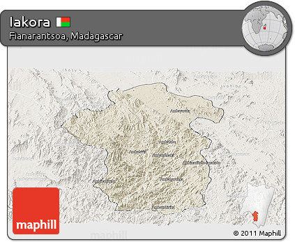 Shaded Relief Panoramic Map of Iakora, lighten
