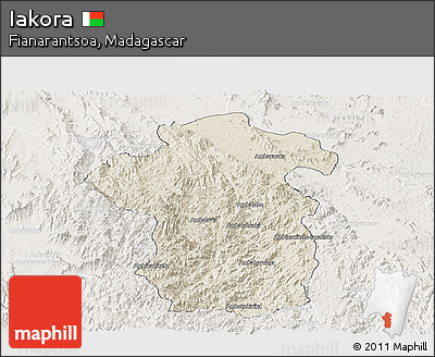 Shaded Relief Panoramic Map of Iakora, lighten
