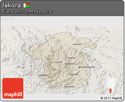 Shaded Relief Panoramic Map of Iakora, lighten