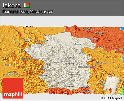 Shaded Relief Panoramic Map of Iakora, political outside