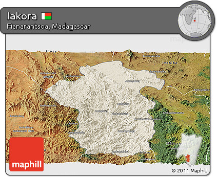 Shaded Relief Panoramic Map of Iakora, satellite outside