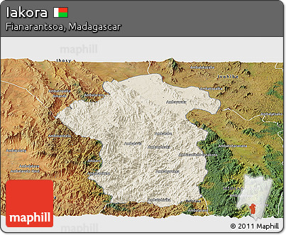 Shaded Relief Panoramic Map of Iakora, satellite outside