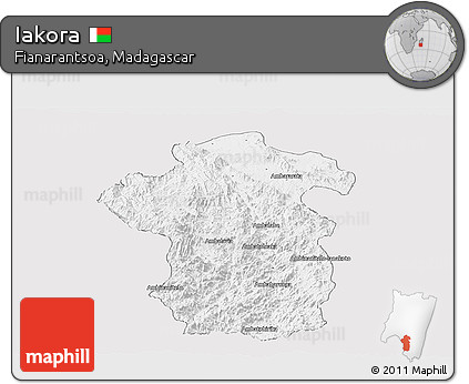 Silver Style Panoramic Map of Iakora, single color outside