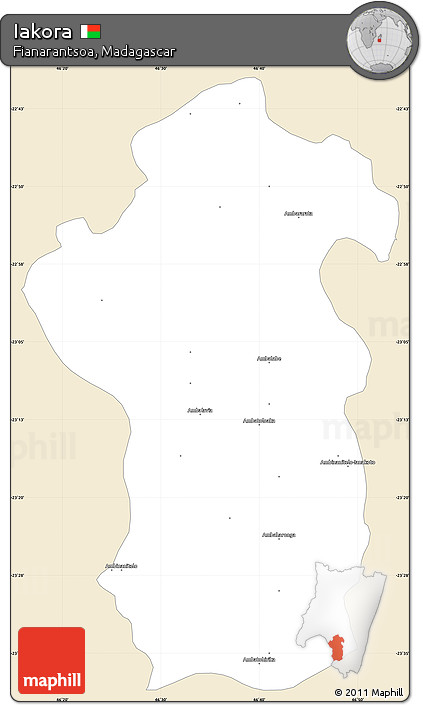 Classic Style Simple Map of Iakora, single color outside