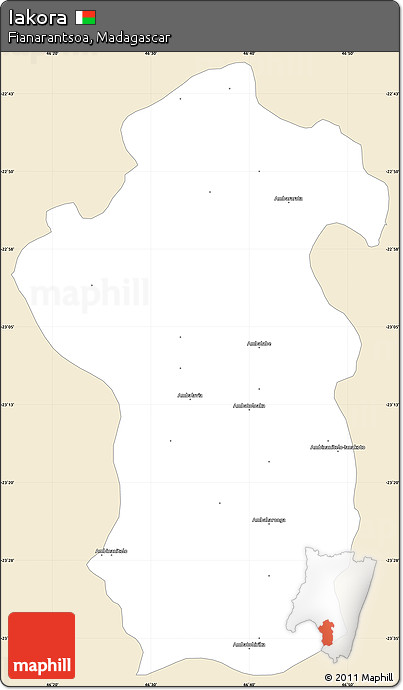 Classic Style Simple Map of Iakora, single color outside