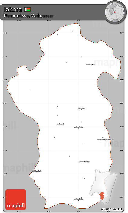Gray Simple Map of Iakora, cropped outside