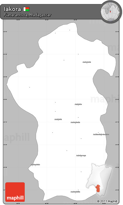 Gray Simple Map of Iakora, single color outside