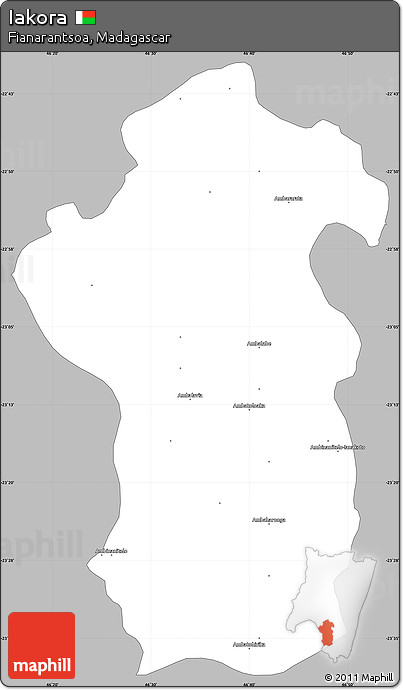 Gray Simple Map of Iakora, single color outside