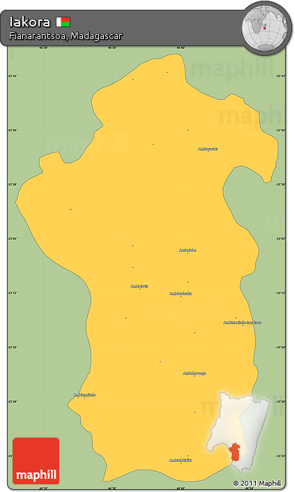 Savanna Style Simple Map of Iakora, single color outside