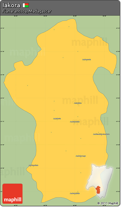 Savanna Style Simple Map of Iakora, single color outside