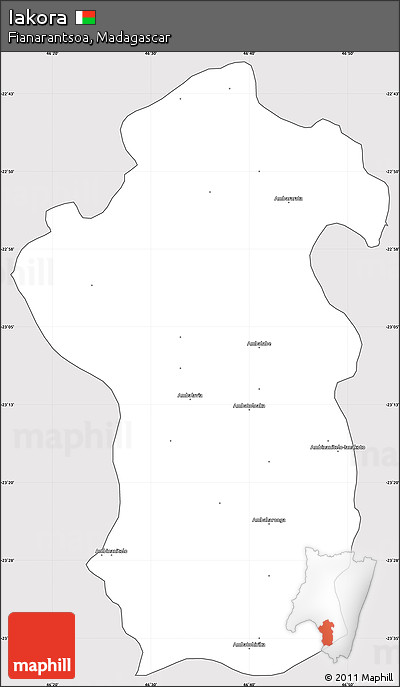 Silver Style Simple Map of Iakora, cropped outside