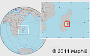 Gray Location Map of Ifanadiana, within the entire country