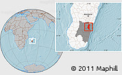 Gray Location Map of Ifanadiana, highlighted country, highlighted parent region, hill shading