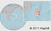 Gray Location Map of Ifanadiana, highlighted parent region, within the entire country, hill shading