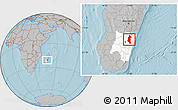 Gray Location Map of Ifanadiana, highlighted parent region, hill shading