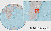 Gray Location Map of Ifanadiana, hill shading