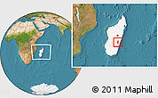 Satellite Location Map of Ifanadiana, highlighted country, within the entire country