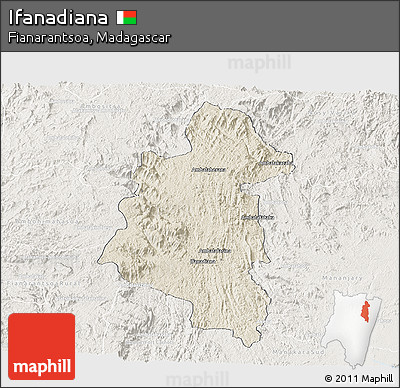 Shaded Relief Panoramic Map of Ifanadiana, lighten