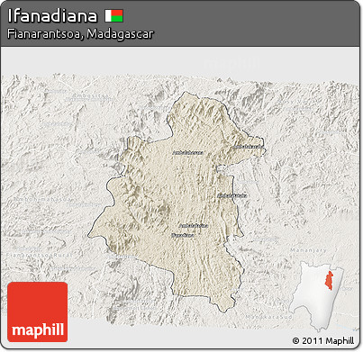 Shaded Relief Panoramic Map of Ifanadiana, lighten