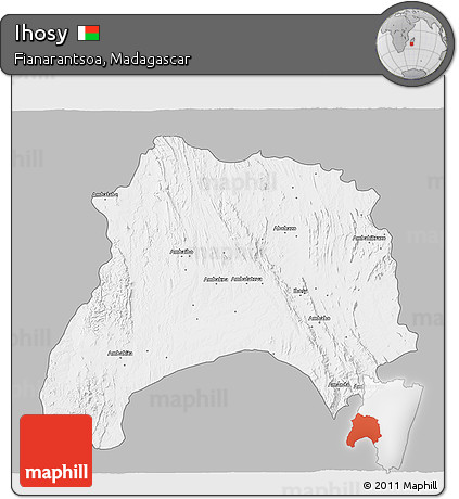 Gray 3D Map of Ihosy, single color outside