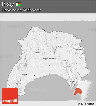Gray 3D Map of Ihosy, single color outside