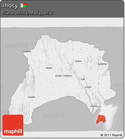 Gray 3D Map of Ihosy, single color outside
