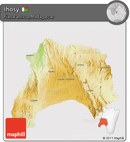 Physical 3D Map of Ihosy, cropped outside