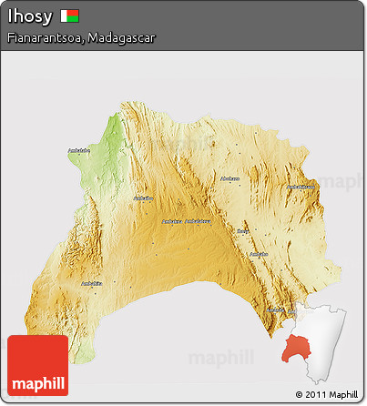 Physical 3D Map of Ihosy, cropped outside