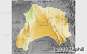 Physical 3D Map of Ihosy, darken, desaturated