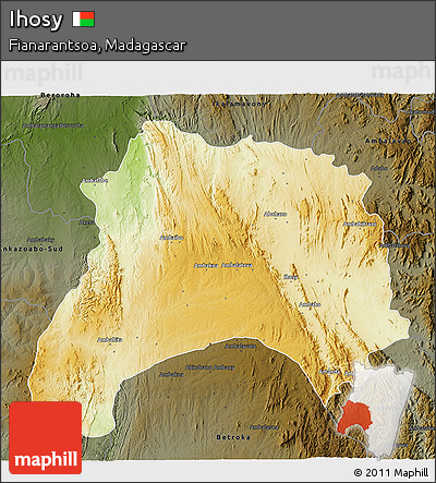Physical 3D Map of Ihosy, darken
