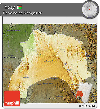 Physical 3D Map of Ihosy, darken