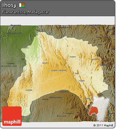 Physical 3D Map of Ihosy, darken