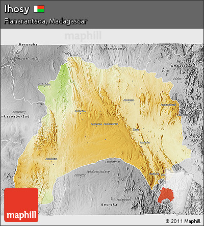 Physical 3D Map of Ihosy, desaturated