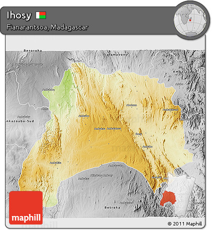 Physical 3D Map of Ihosy, desaturated