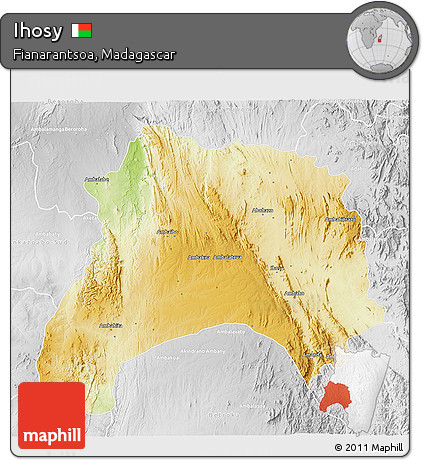 Physical 3D Map of Ihosy, lighten, desaturated