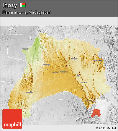 Physical 3D Map of Ihosy, lighten, desaturated