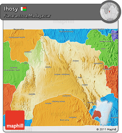 Physical 3D Map of Ihosy, political outside