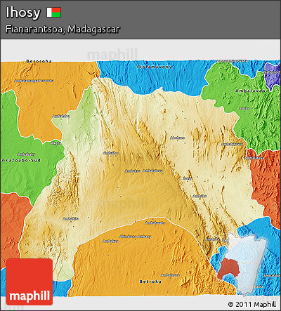 Physical 3D Map of Ihosy, political outside