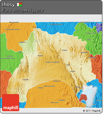 Physical 3D Map of Ihosy, political outside