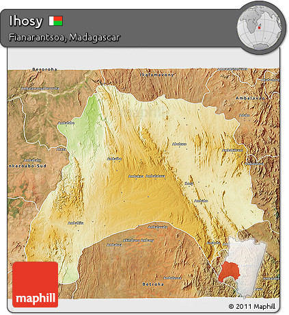 Physical 3D Map of Ihosy, satellite outside