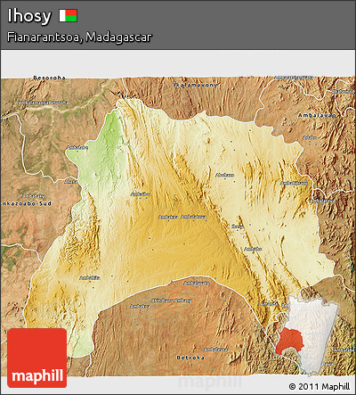 Physical 3D Map of Ihosy, satellite outside