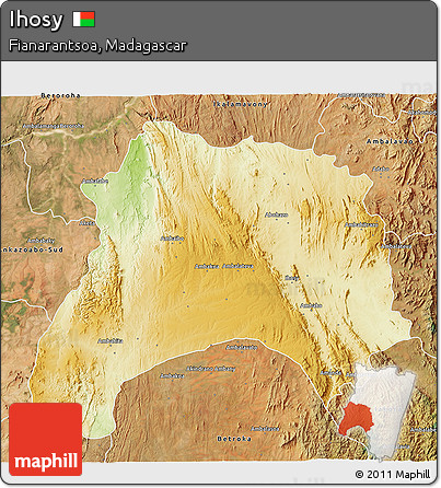 Physical 3D Map of Ihosy, satellite outside
