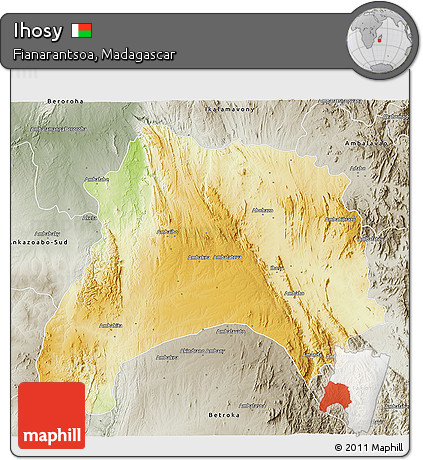 Physical 3D Map of Ihosy, semi-desaturated